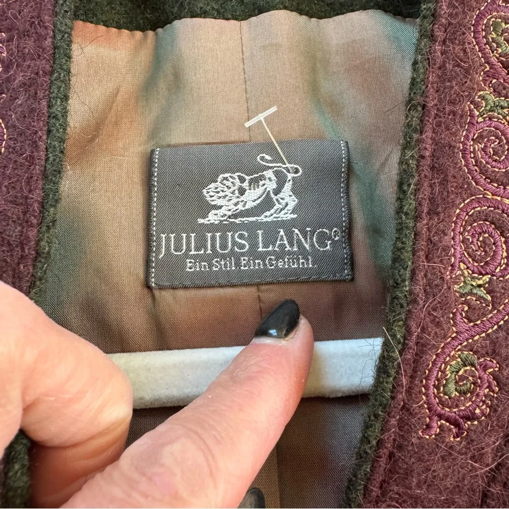 Julius Lang Burgundy Alpaca Wool Blazer Purple Victorian Size M 36 6 - Picture 5 of 12